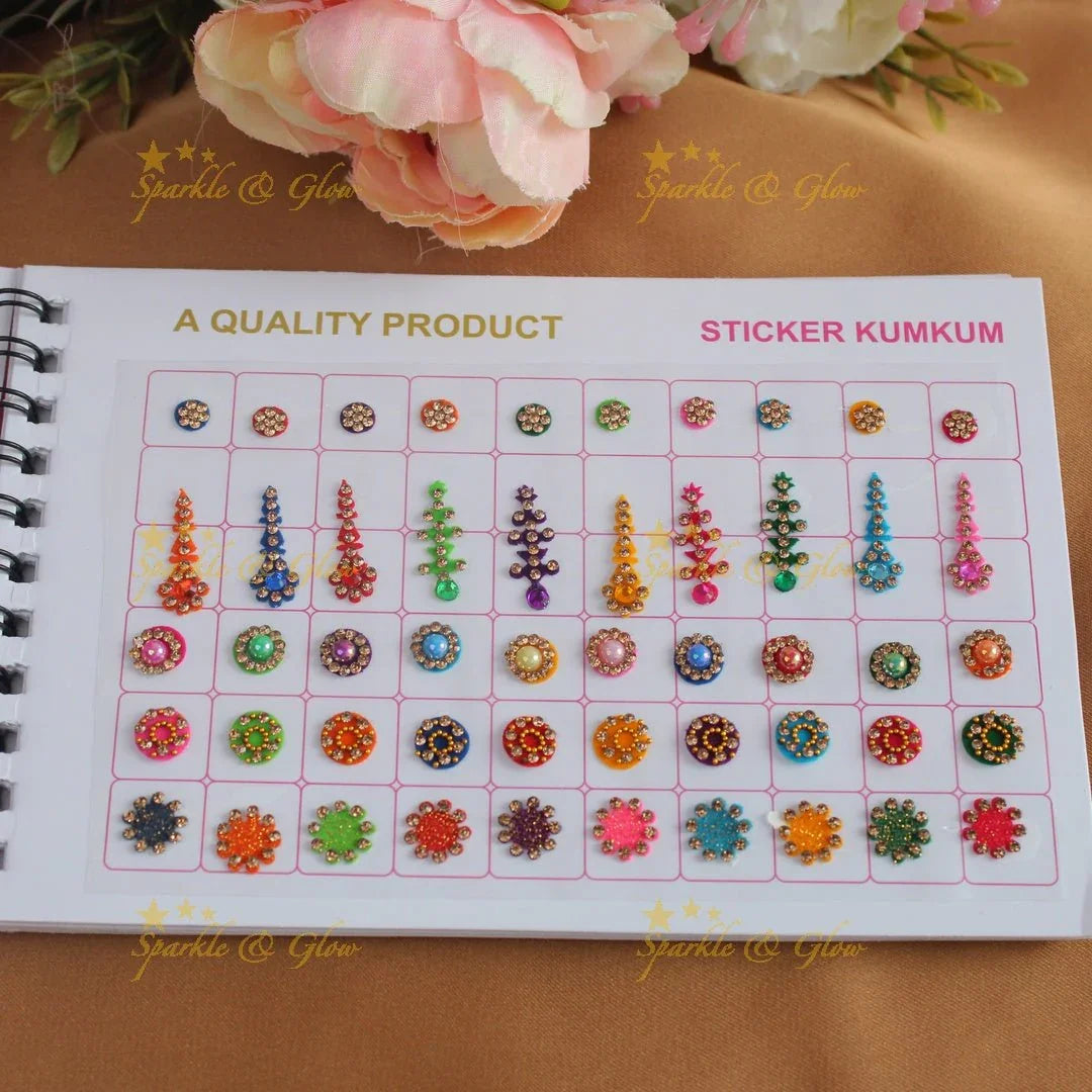 Navya Suhag different shaped multi colour bindi small book - Sparkle and Glow