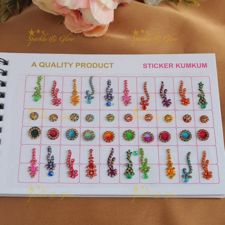 Navya Suhag different shaped multi colour bindi small book - Sparkle and Glow