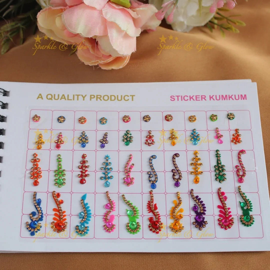 Navya Suhag different shaped multi colour bindi small book - Sparkle and Glow