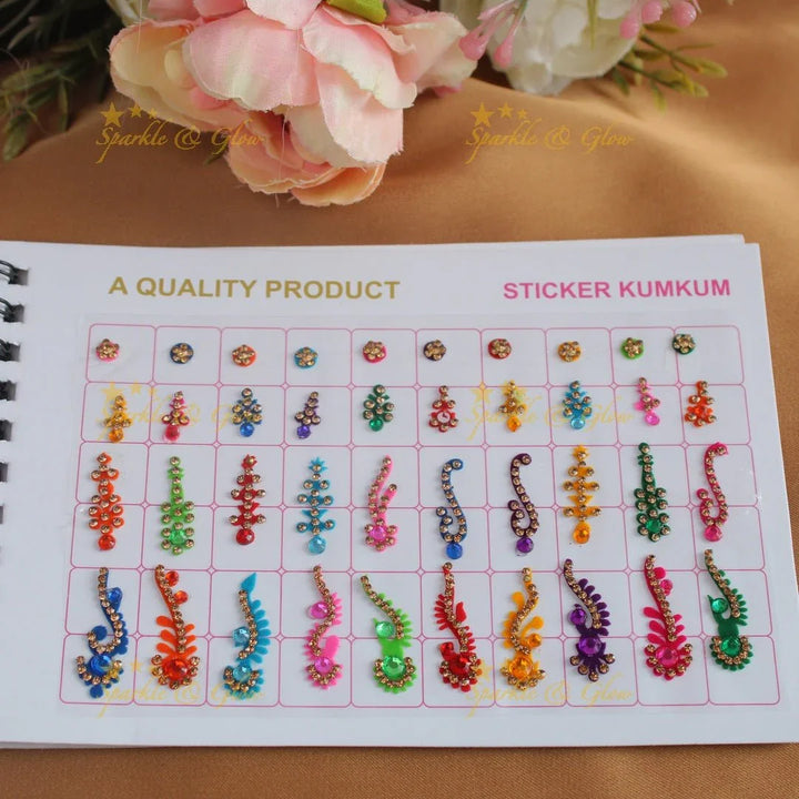 Navya Suhag different shaped multi colour bindi small book - Sparkle and Glow