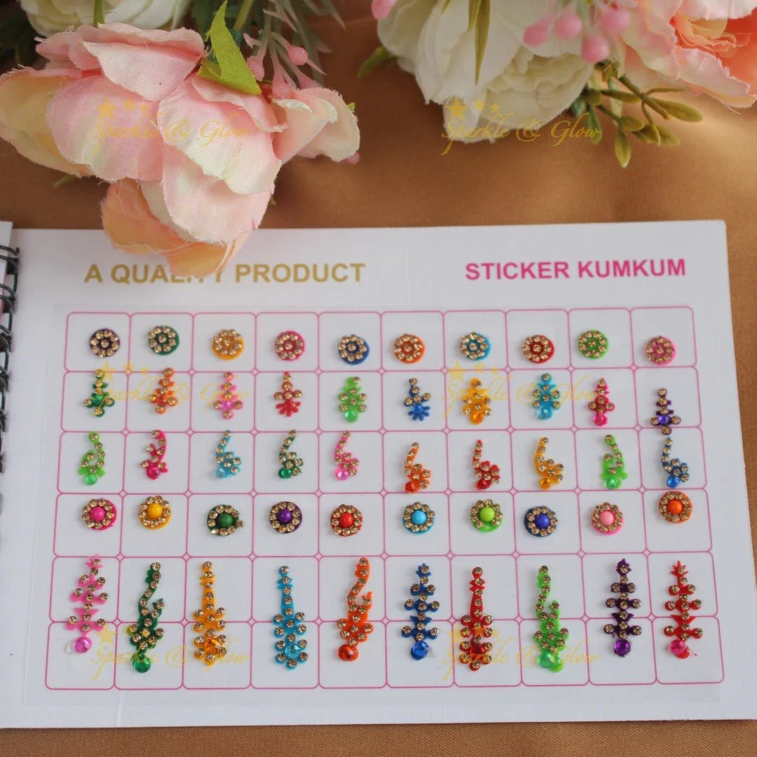 Navya Suhag different shaped multi colour bindi small book - Sparkle and Glow