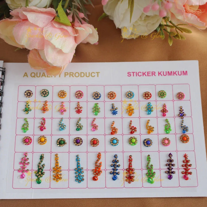 Navya Suhag different shaped multi colour bindi small book - Sparkle and Glow