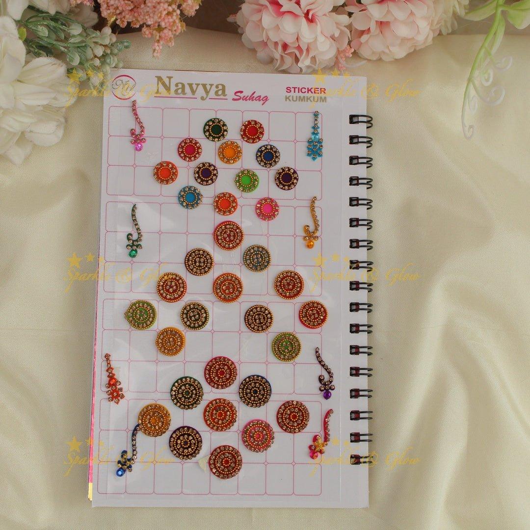 Navya Suhag wedding bindis in multi colours big book - Sparkle and Glow