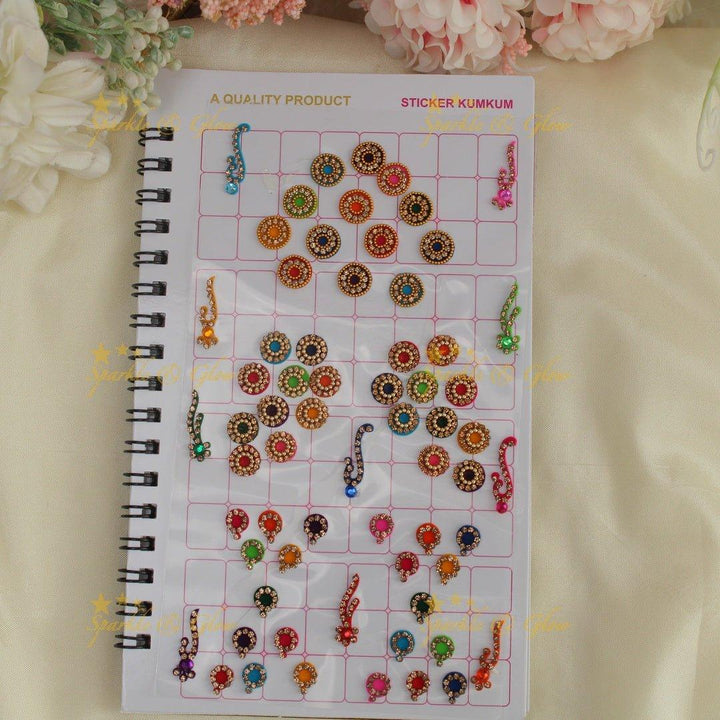 Navya Suhag wedding bindis in multi colours big book - Sparkle and Glow