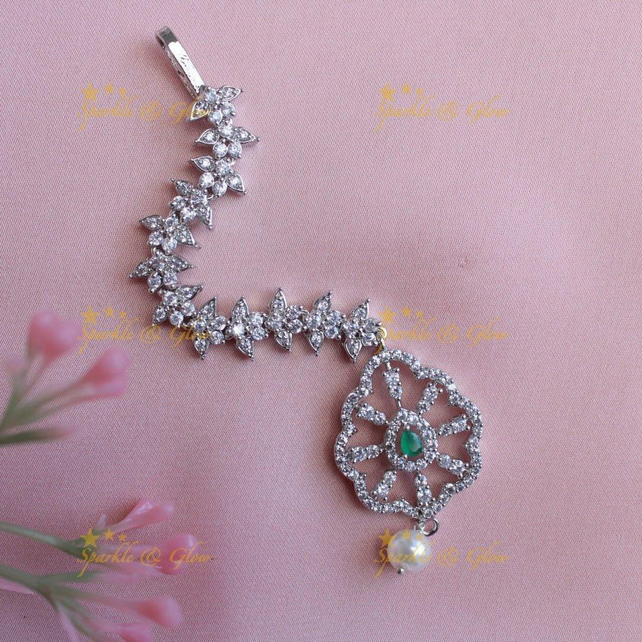 Gracious GJ polish AD Maangtikka-Green - Sparkle and Glow