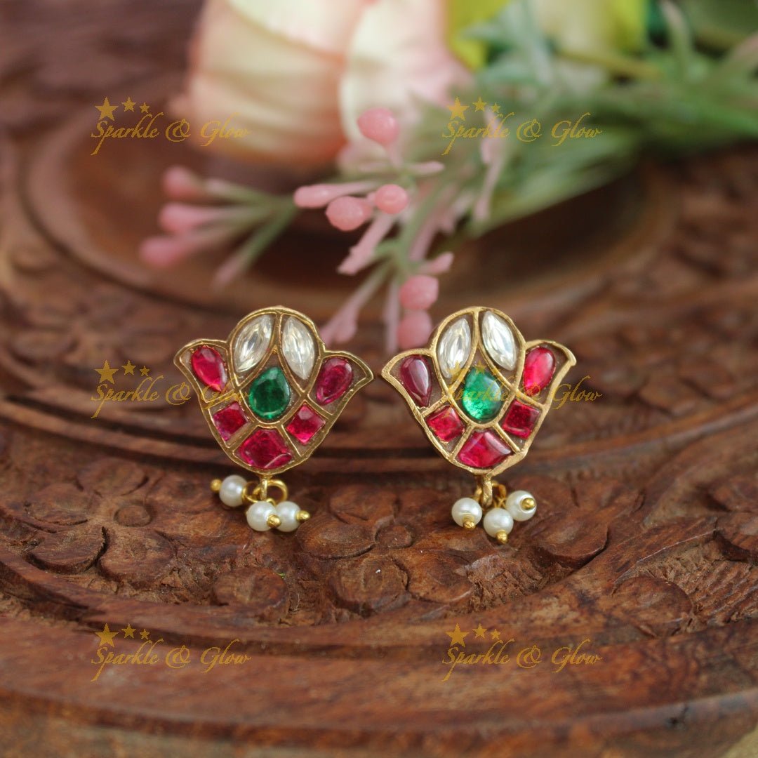 Stunning jadau fusion bugadi earrings - Sparkle and Glow -