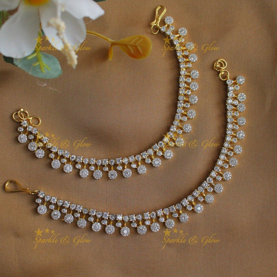 Gracious Dot and Flower design Single line American diamond Earchain - Sparkle and Glow