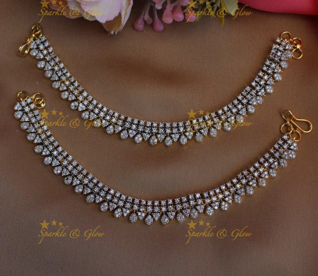 Stunning Multi Shaped Single line American diamond Earchain - Sparkle and Glow