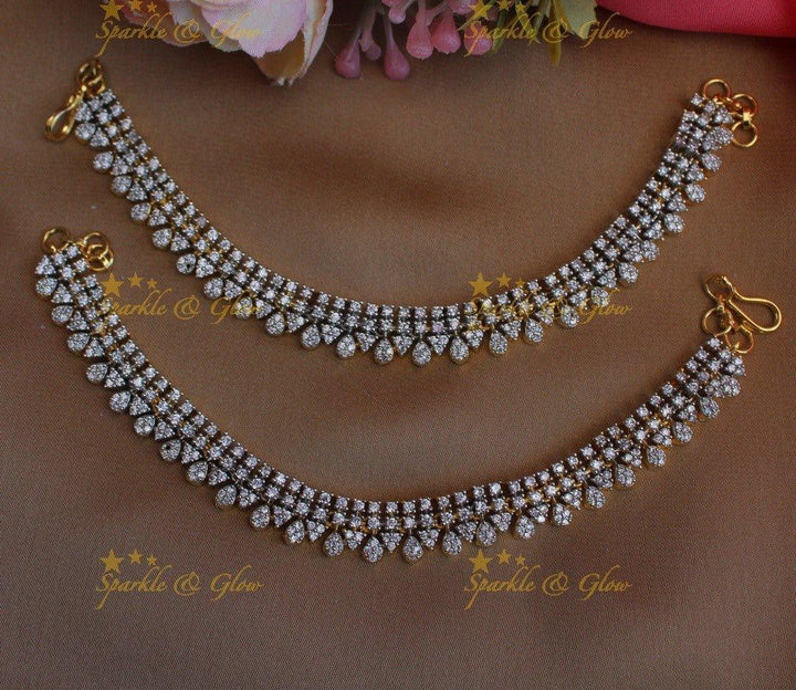 Stunning Multi Shaped Single line American diamond Earchain - Sparkle and Glow