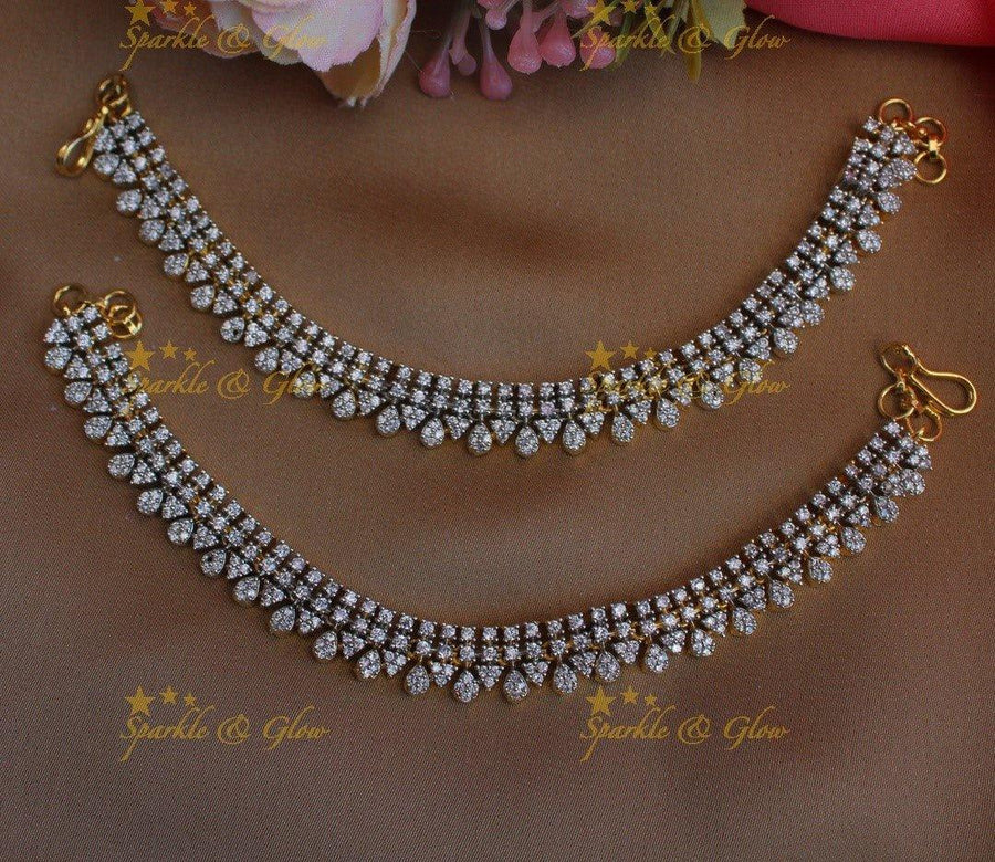 Stunning Multi Shaped Single line American diamond Earchain - Sparkle and Glow