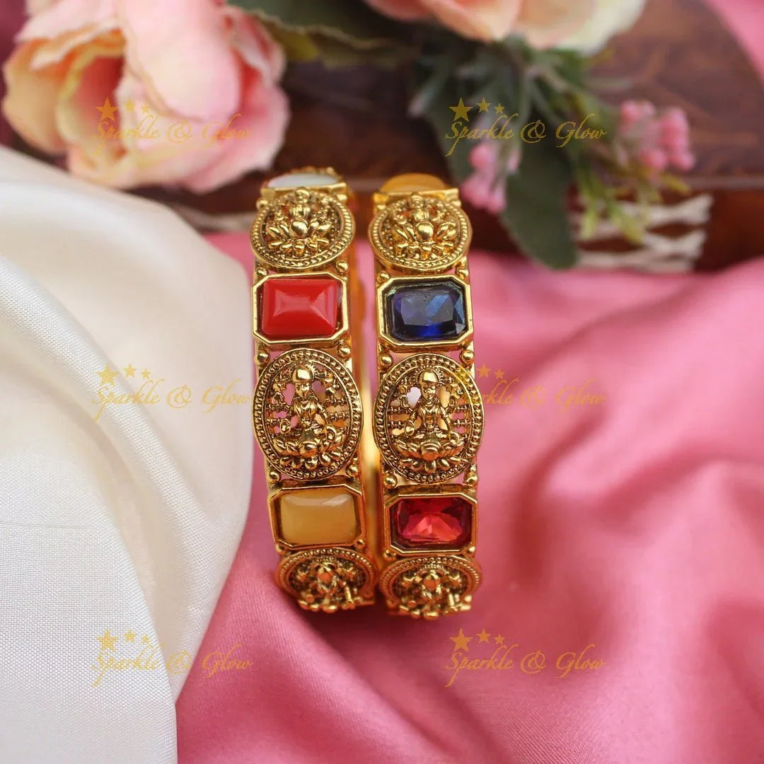 Stunning lakshmi design navarathna bangles - Sparkle and Glow