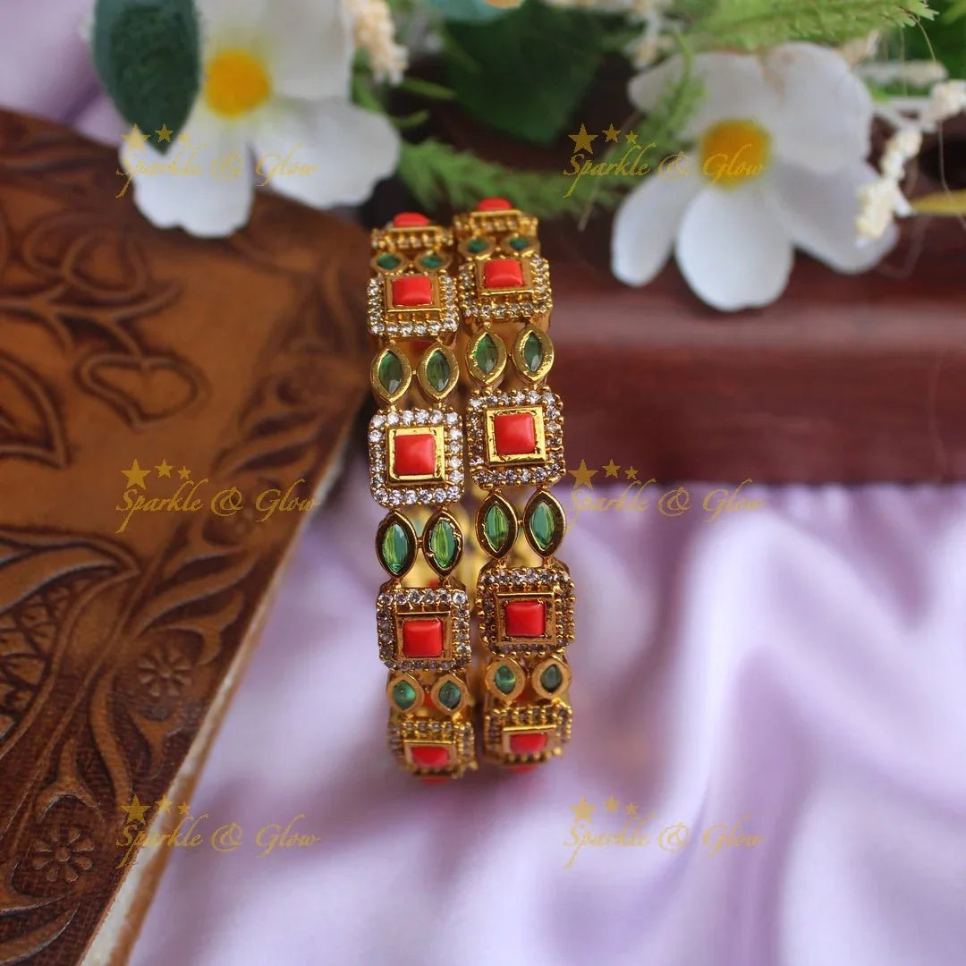 Pretty kemp and CZ stones bangles - Sparkle and Glow