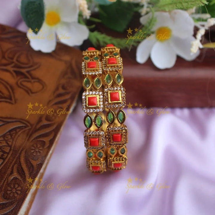 Pretty kemp and CZ stones bangles - Sparkle and Glow