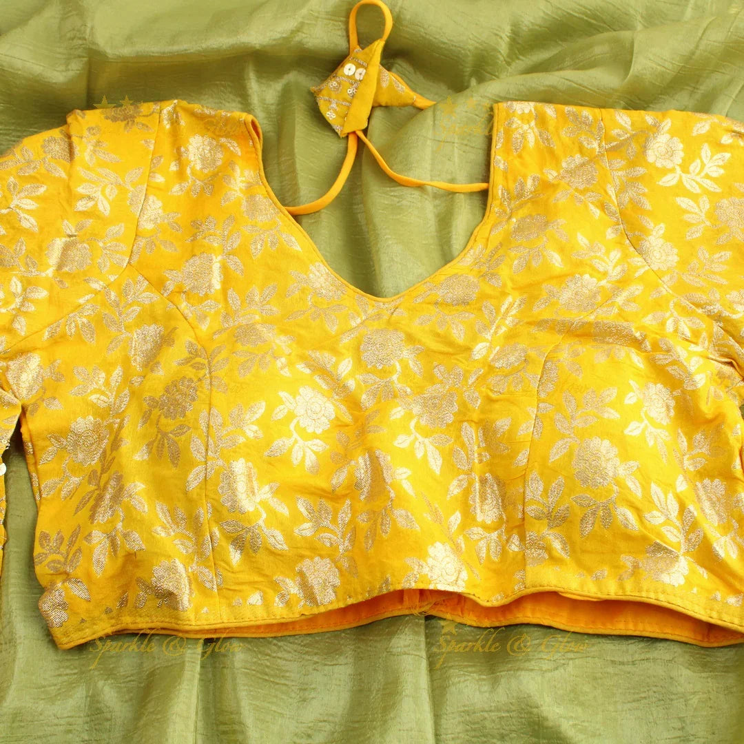 Simple plain tissue organza saree with lace and grand readymade blouse - Sparkle and Glow