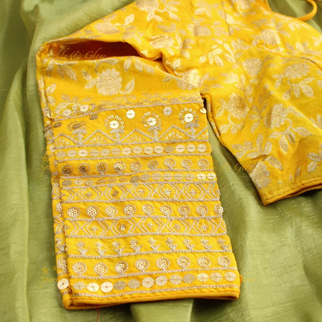 Simple plain tissue organza saree with lace and grand readymade blouse - Sparkle and Glow