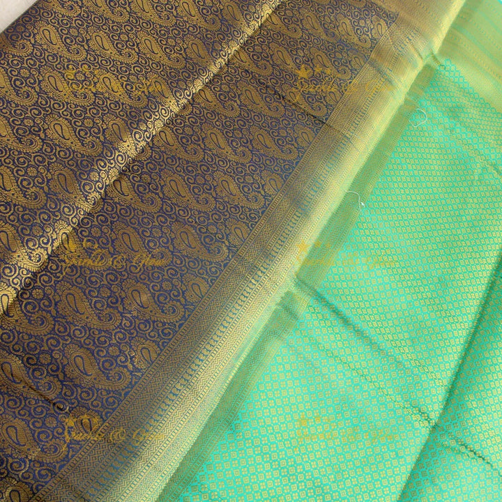 Beautiful parrot green colour with orange pallu kubera pattu soft silk saree with blouse piece - Sparkle and Glow