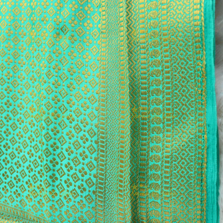 Beautiful parrot green colour with orange pallu kubera pattu soft silk saree with blouse piece - Sparkle and Glow