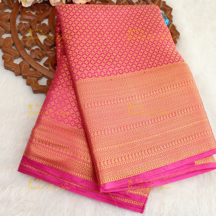 Beautiful parrot green colour with orange pallu kubera pattu soft silk saree with blouse piece - Sparkle and Glow