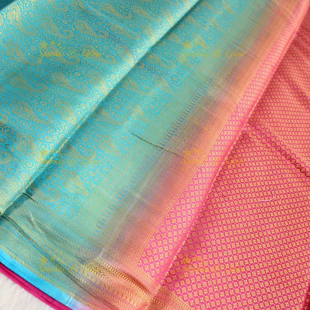 Beautiful parrot green colour with orange pallu kubera pattu soft silk saree with blouse piece - Sparkle and Glow