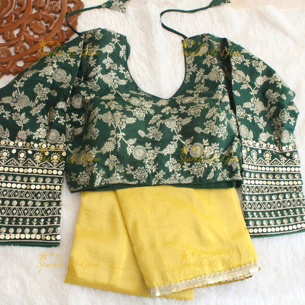 Pretty yellow colour tissue organza saree with readymade blouse - Sparkle and Glow