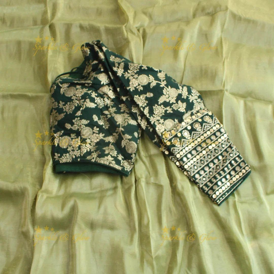 Pretty yellow colour tissue organza saree with readymade blouse - Sparkle and Glow