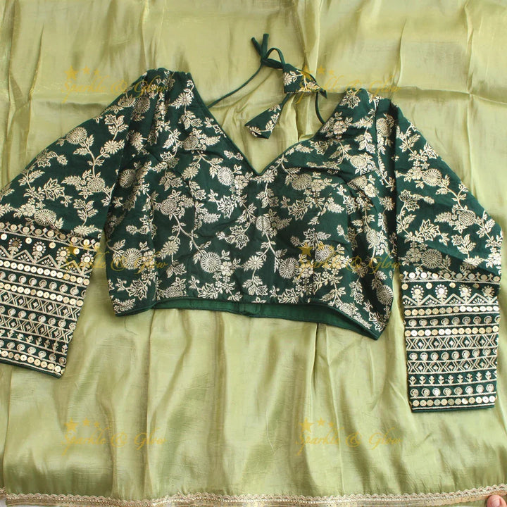 Pretty yellow colour tissue organza saree with readymade blouse - Sparkle and Glow