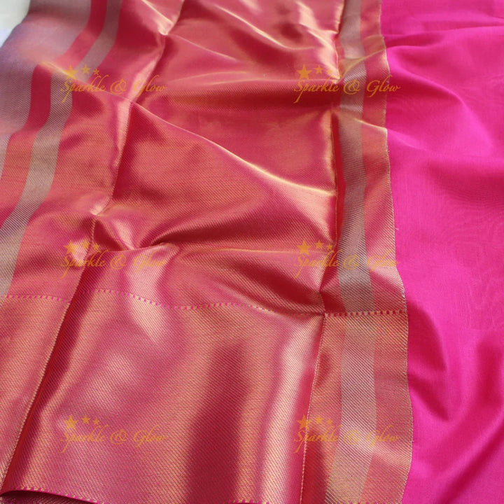 Jyothika inspired Pretty pink and gold colour banarasi tissue silk saree with blouse piece - Sparkle and Glow