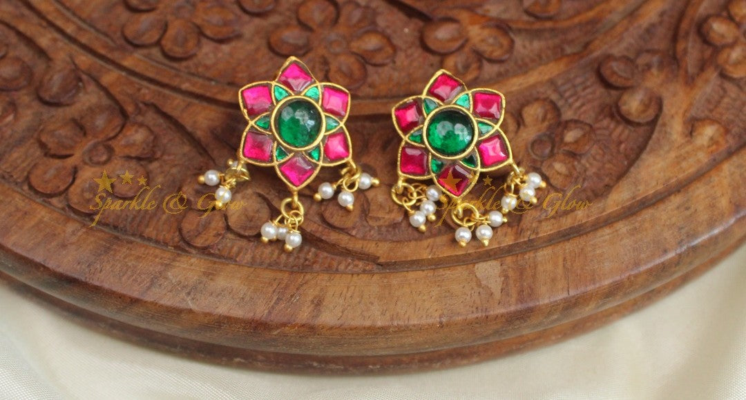 Statement Floral Rangoli design Jadau kundan Bugadi Earrings