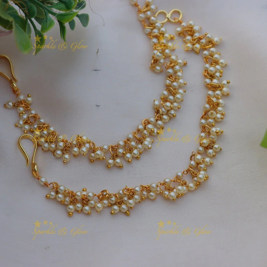 Statement Pearl cluster single line Earchain - Sparkle and Glow