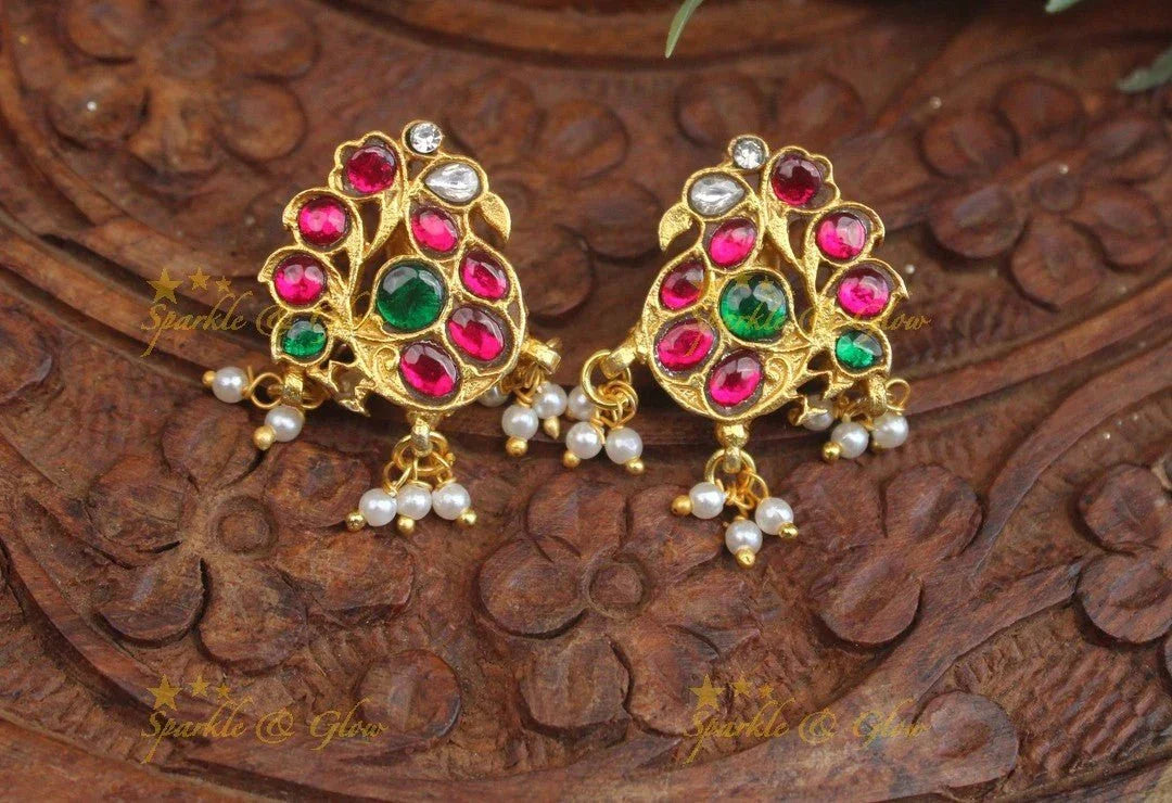 Stunning dancing Pigeon design Jadau Bugadi Earrings - Sparkle and Glow