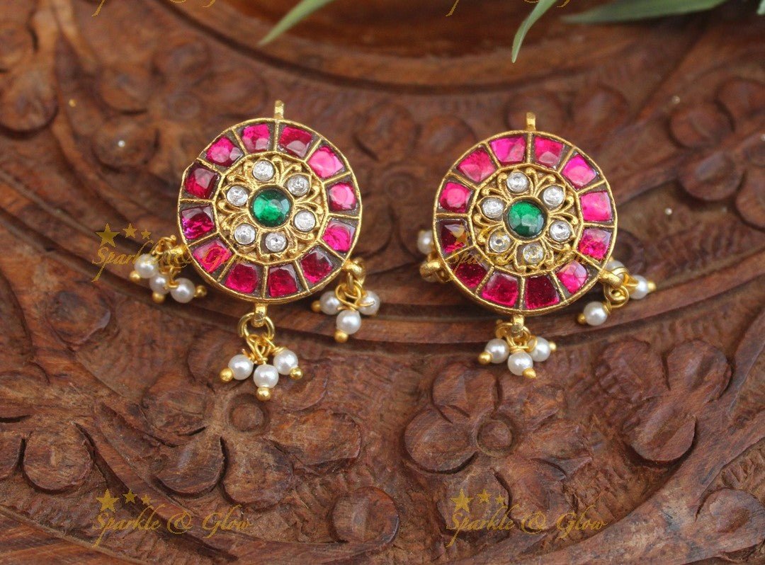 Stunning Jadau Floral Bugadi Earrings with pearls - Sparkle and Glow -