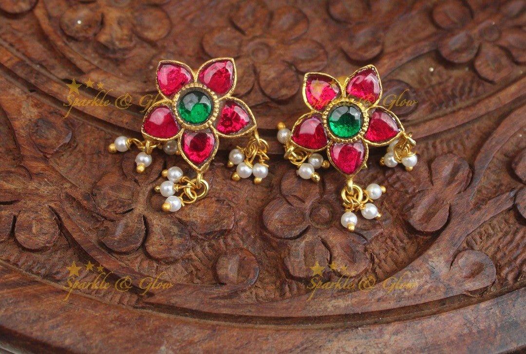 Elegant Jadau Flower design Bugadi Earrings - Sparkle and Glow
