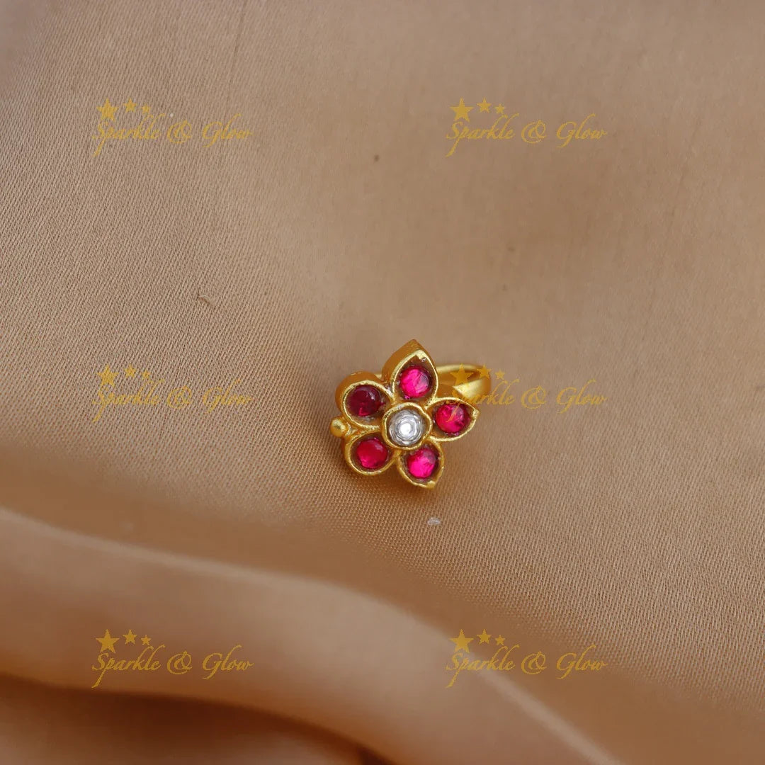 Nose Piercing Jadau Nose Pin Stunning Jadau Kundan Floral Press