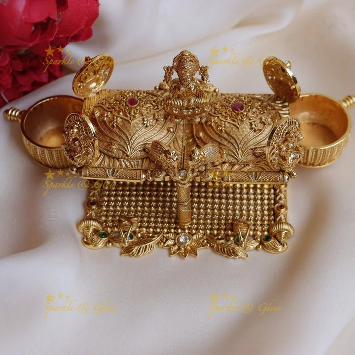 Stunning Idol Lakshmi Elephant carved grand Kumkum box - Sparkle and Glow