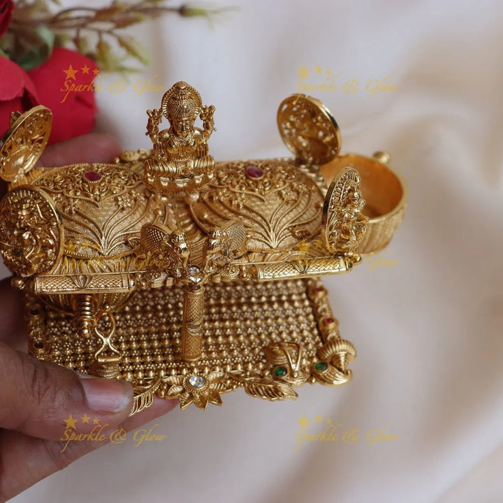 Stunning Idol Lakshmi Elephant carved grand Kumkum box - Sparkle and Glow