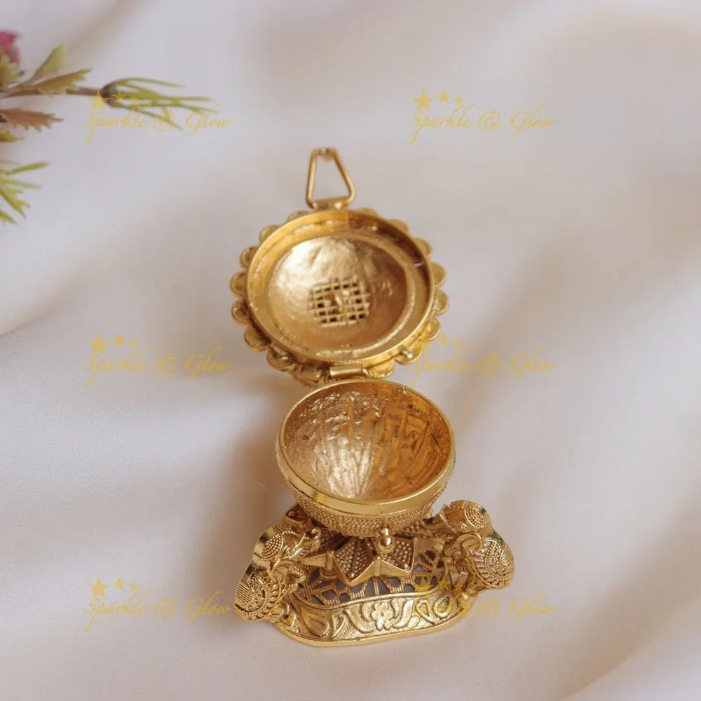 Grand Idol Lakshmi Elephant carved Kumkum box - Sparkle and Glow