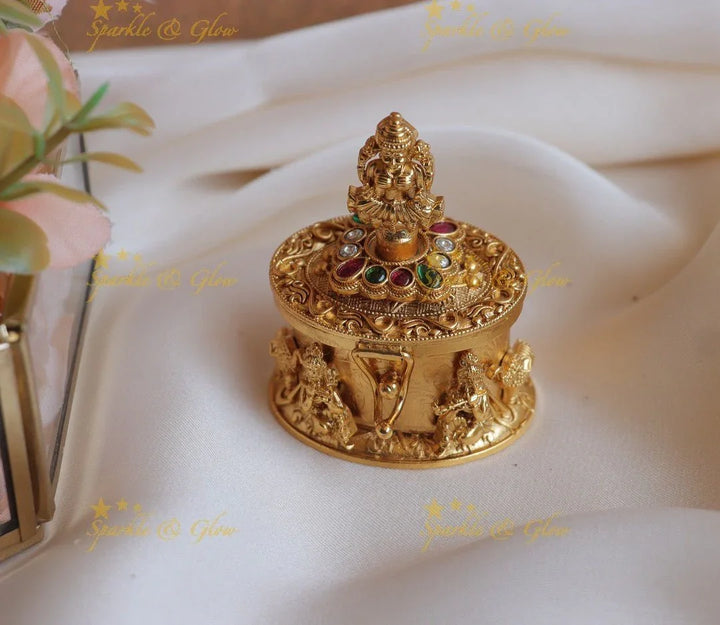 Stunning Idol Lakshmi and Multi God design Kumkum box - Sparkle and Glow