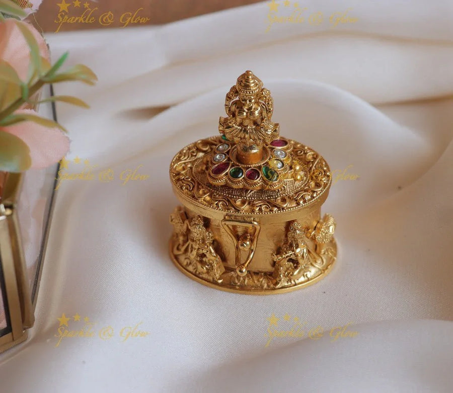 Stunning Idol Lakshmi and Multi God design Kumkum box - Sparkle and Glow