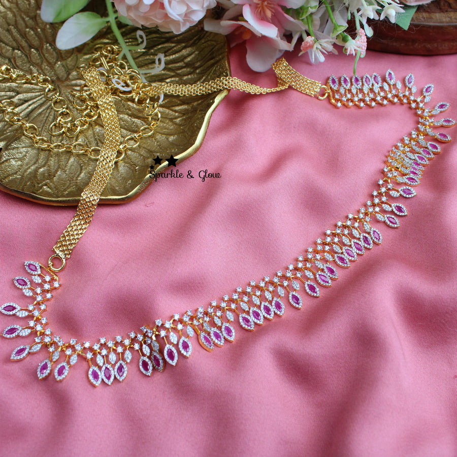 Stunning GJ polish Leaf Hipchain with Ruby stones - Sparkle and Glow