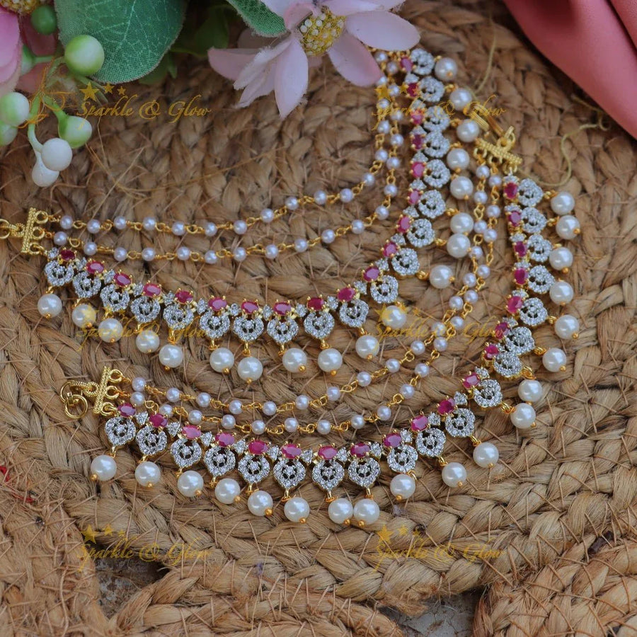 Stunning Emerald Diamond design AD earchain-Green - Sparkle and Glow