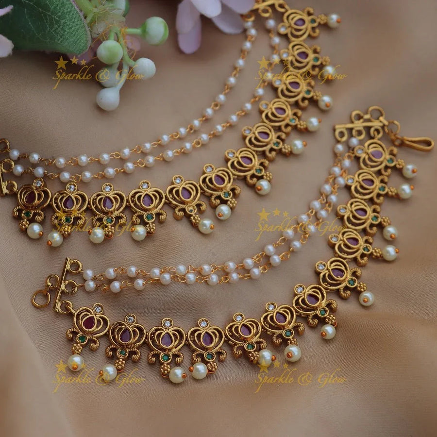 Stunning Leaf Floral design Kemp Earchain - Sparkle and Glow