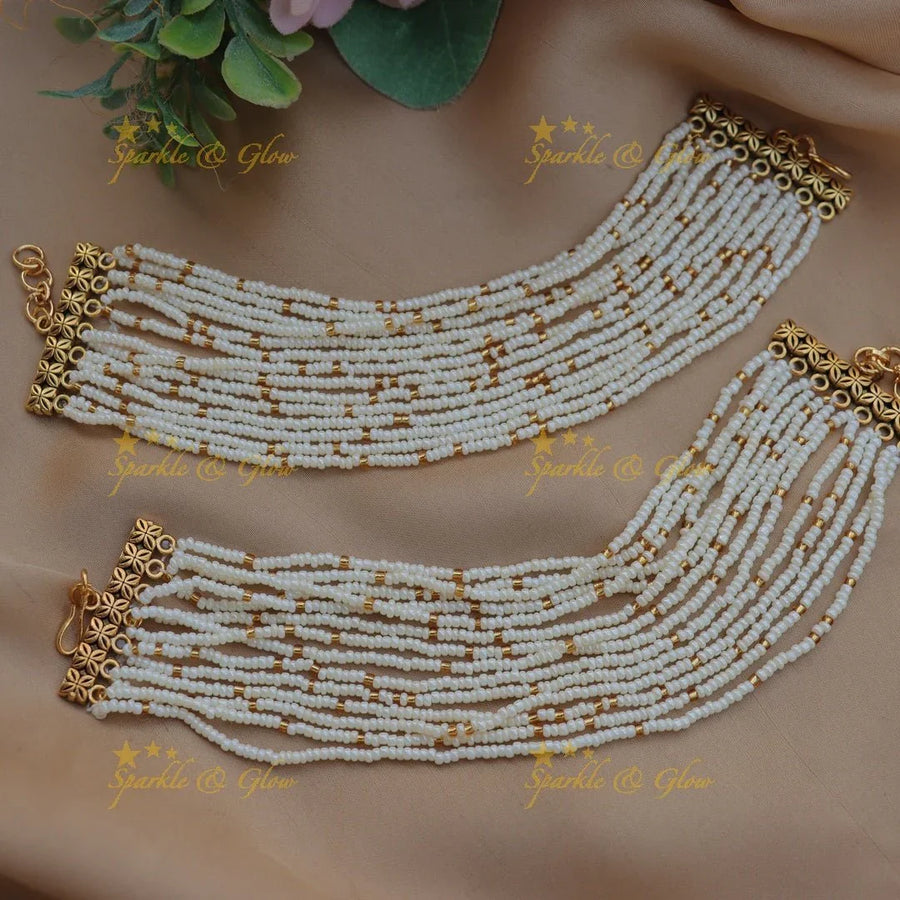 Grand Multilayered Pearl Earchain - Sparkle and Glow