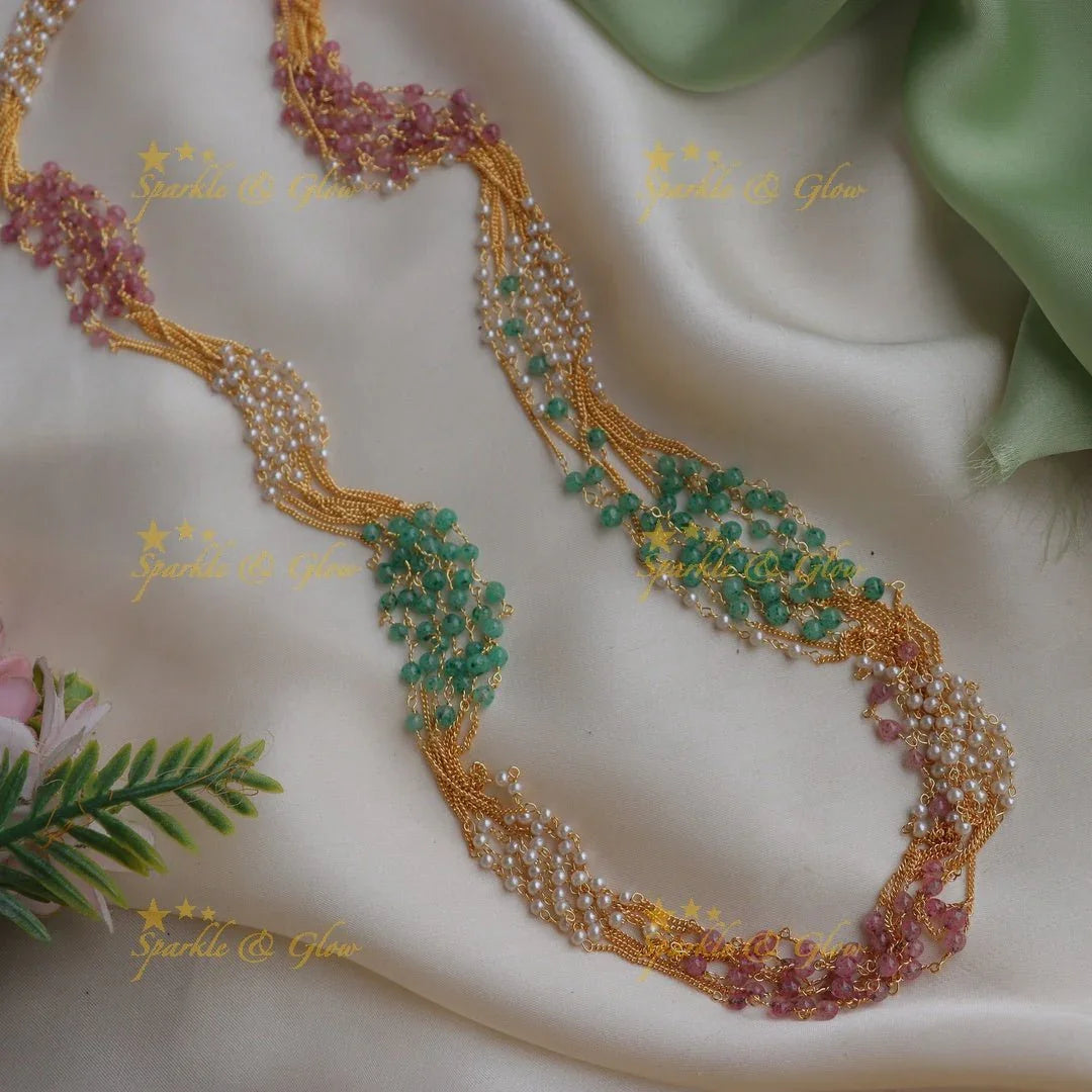 Sparkling multilayered Haram with Multicolour beads - Sparkle and Glow