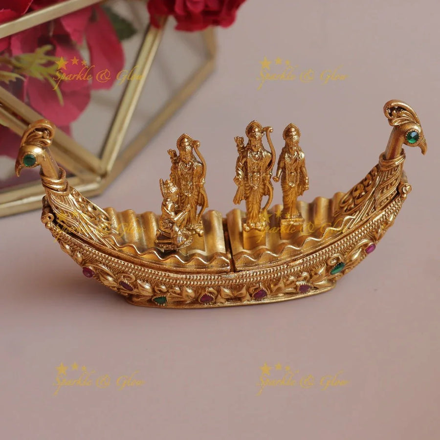Elegant Rama Parivar On boat design Kumkum Box - Sparkle and Glow