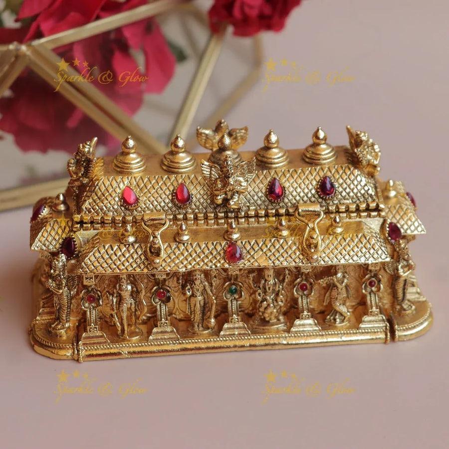 Traditional Dashavatharam Temple design Kumkum Box - Sparkle and Glow