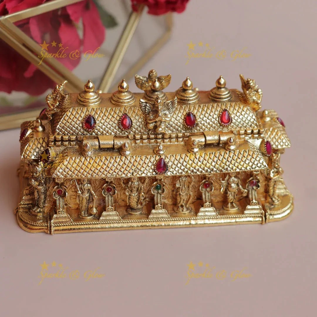 Traditional Dashavatharam Temple design Kumkum Box - Sparkle and Glow