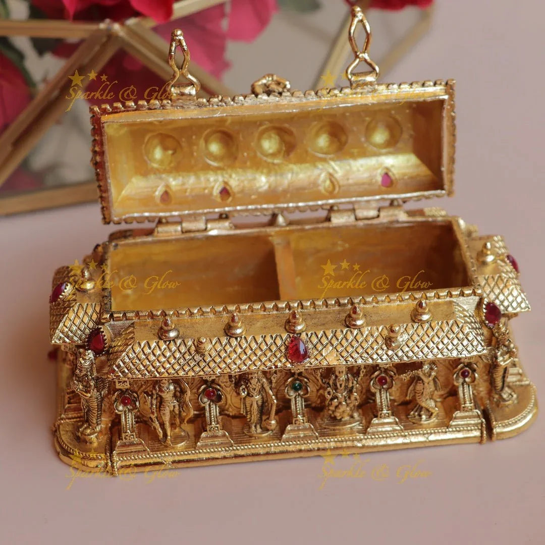 Traditional Dashavatharam Temple design Kumkum Box - Sparkle and Glow