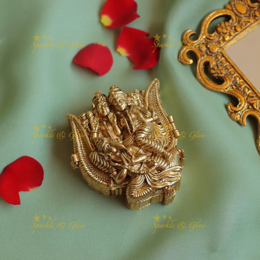 Stunning Shiva Parivar on Garuda pendant carved Kumkum Box - Sparkle and Glow