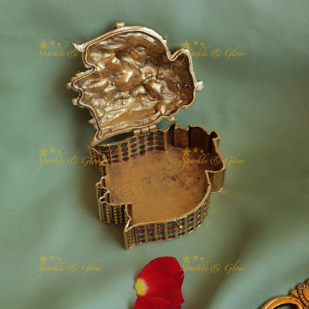 Stunning Shiva Parivar on Garuda pendant carved Kumkum Box - Sparkle and Glow