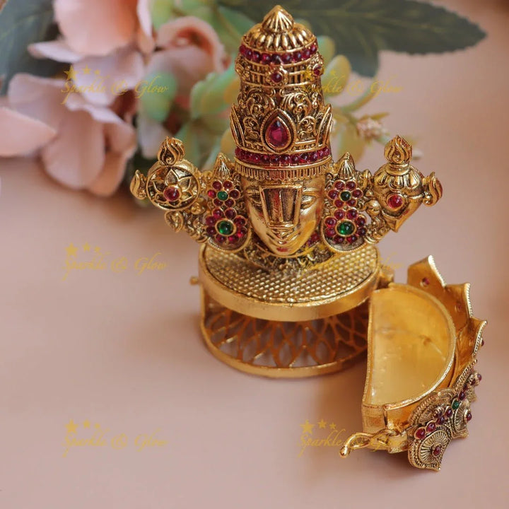 Grand Idol Balaji temple design Kumkum box - Sparkle and Glow